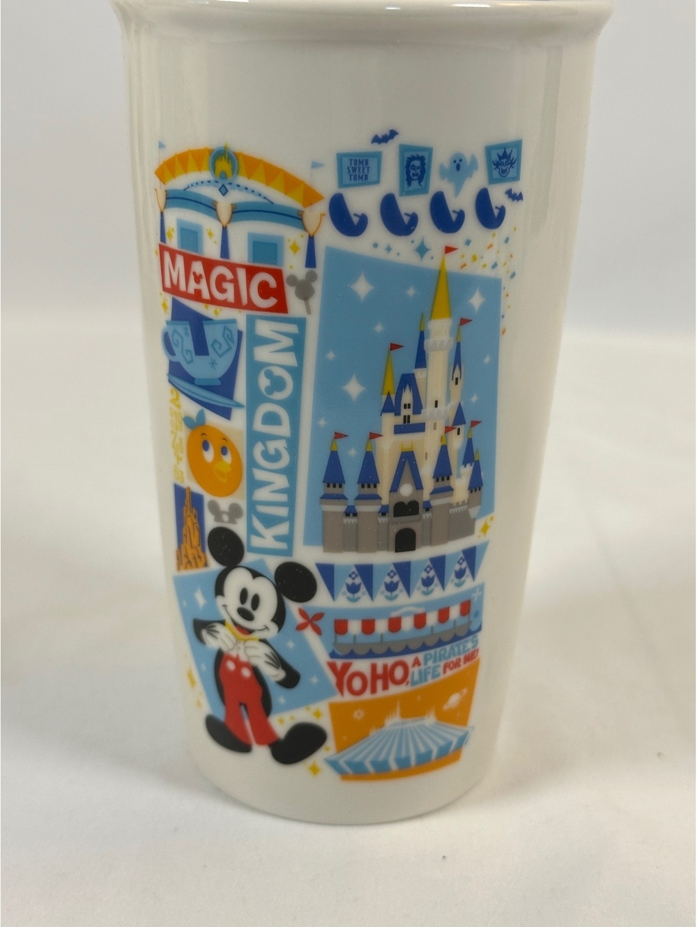 Starbucks Magic Kingdom Ceramic Travel Mug with Blue Lid